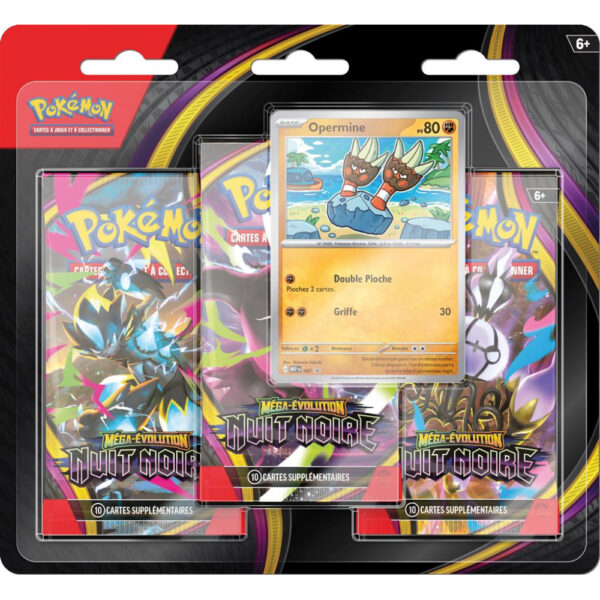 Pokémon - Pokemon Blister de - 3 boosters Tripack 3 Boosters - ME05 Méga-Évolution - Nuit Noire : Opermine (Français)